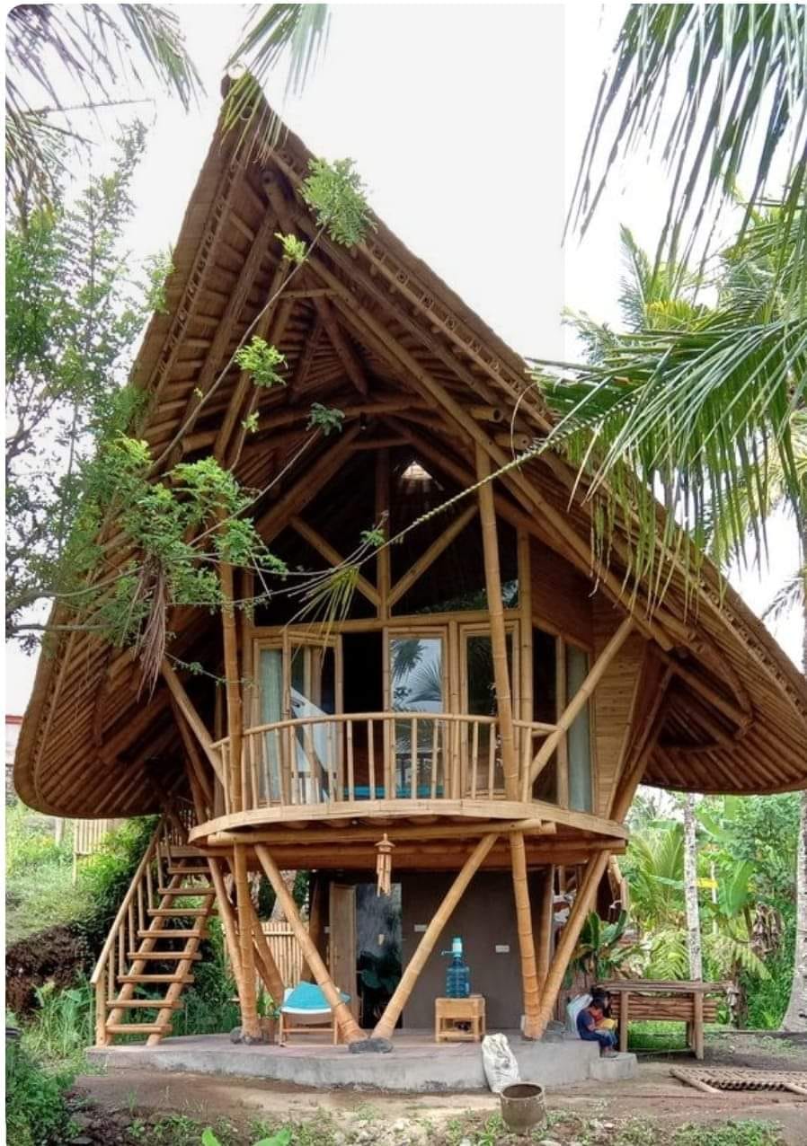 Bamboo two-storey house with balcony
